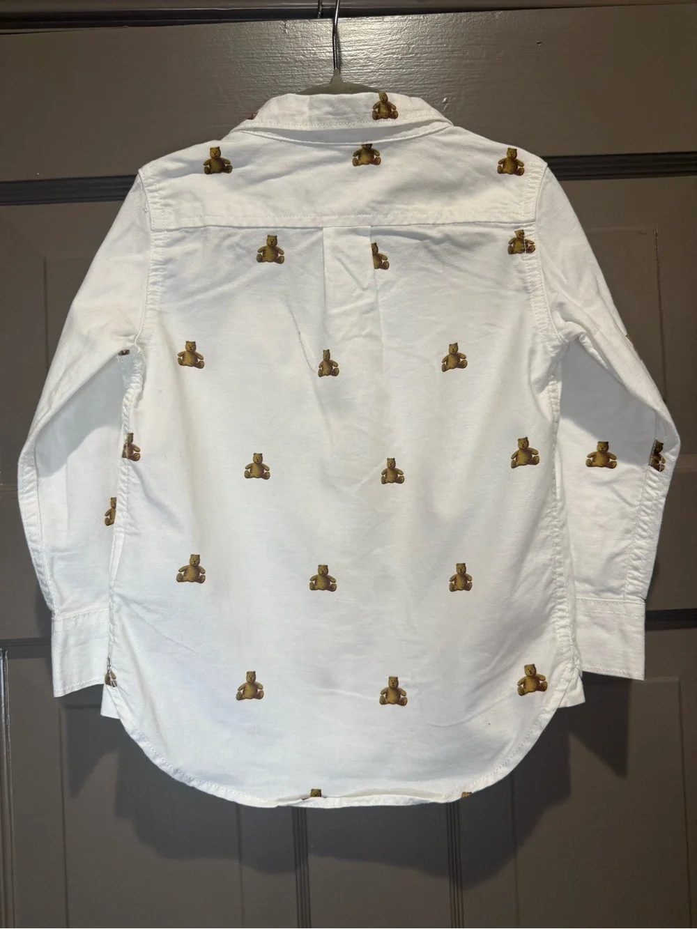 Gap Kids White Button-Up Shirt with Teddy Bear Print 3T